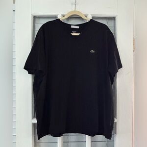 LACOSTE Men's 4XL Black V-Neck Pima Cotton Regular Fit T-Shirt
